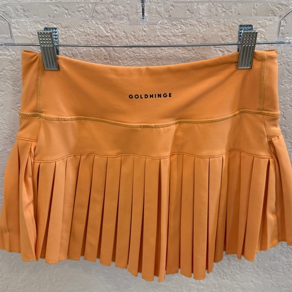Gold Hinge Sunrise Orange Pleated Tennis Skirt, Size Small - Picture 11 of 12